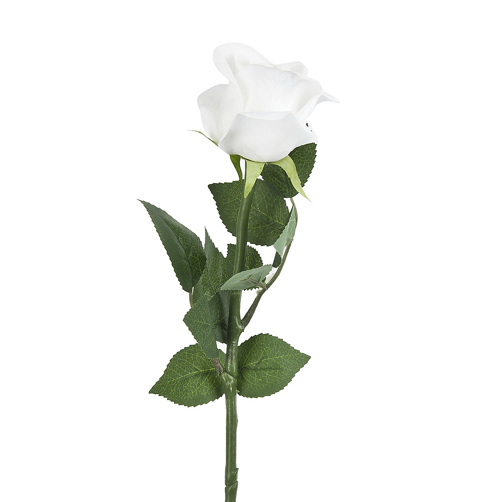 Цветок искусственный (на ножке) "Роза белая" h=54см. (real touch) (min33) (транспортная упаковка)