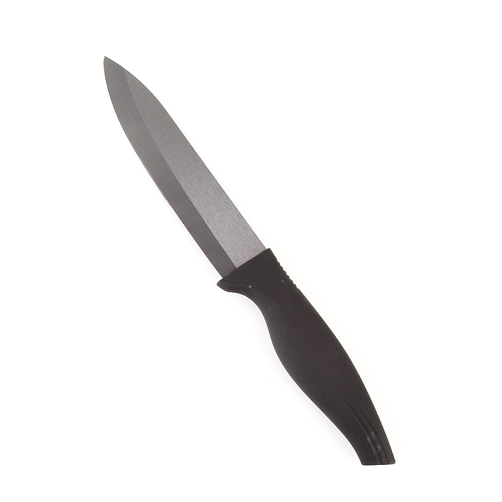 Нож керамический, черное лезвие с защитным элементом (12,5см), рукоятка черная 25*3*1см. 
