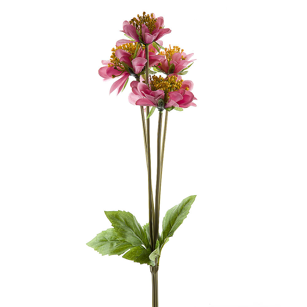 Цветок искусственный (на ножке) "Циния розовая" h=48см. (min48) (транспортная упаковка)
