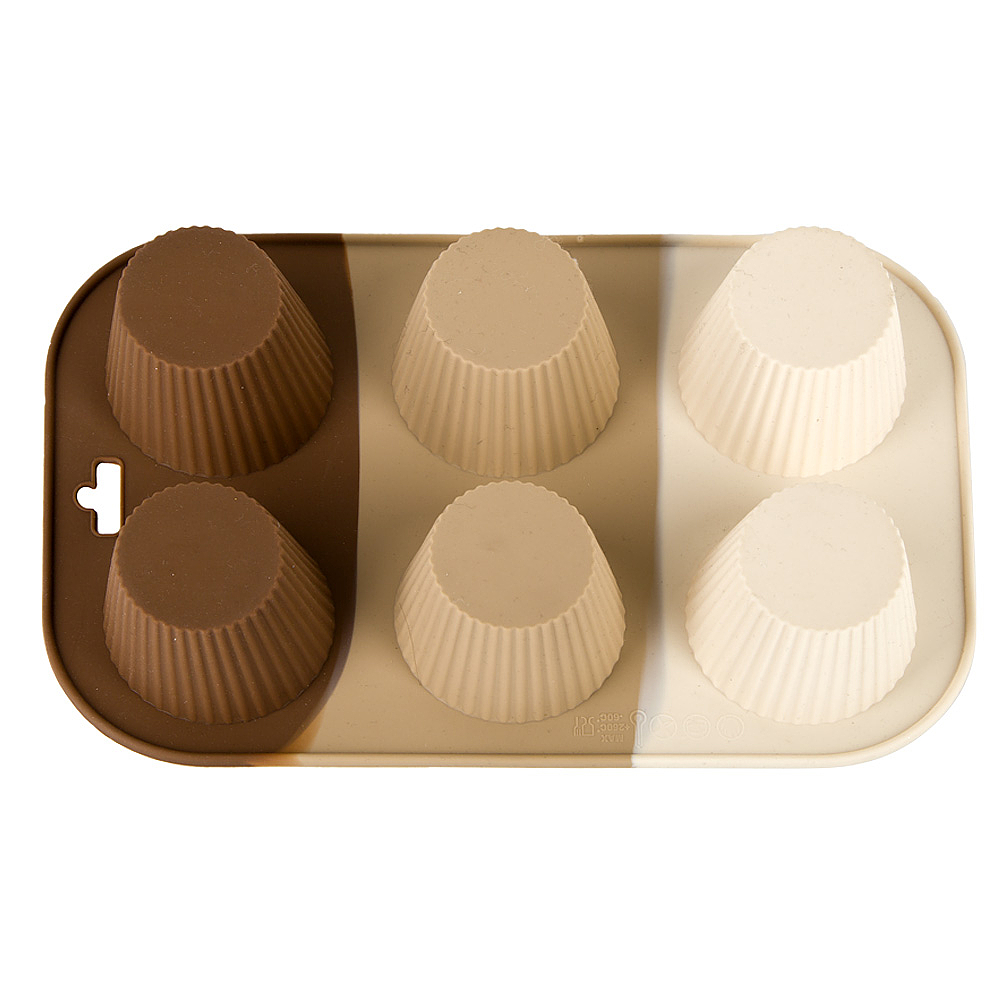Форма для выпечки 6 ячеек"Tiramisu" 26*16,5*3,5см. (силикон)(без упаковки)
