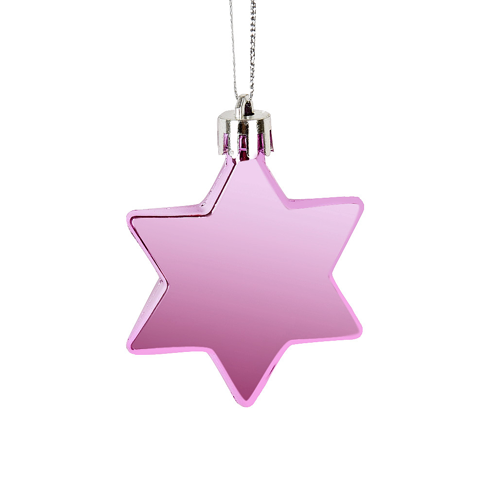 Украшение елочное "Розовая звезда" 6*6*0,5см. (пластик) (упаковочный пакет с хедером)