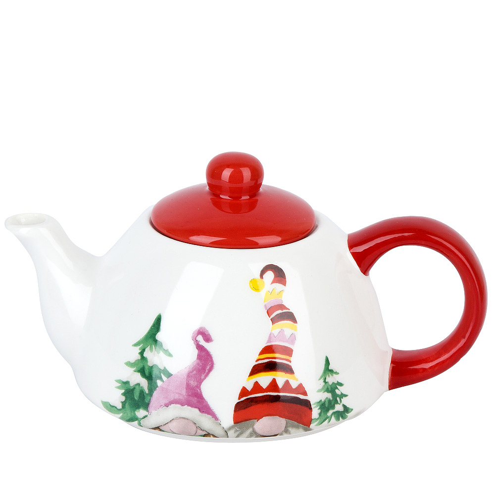 Набор 2пр: чайник v=400мл и чашка v=360мл "Рождественские гномы"  (керамика)