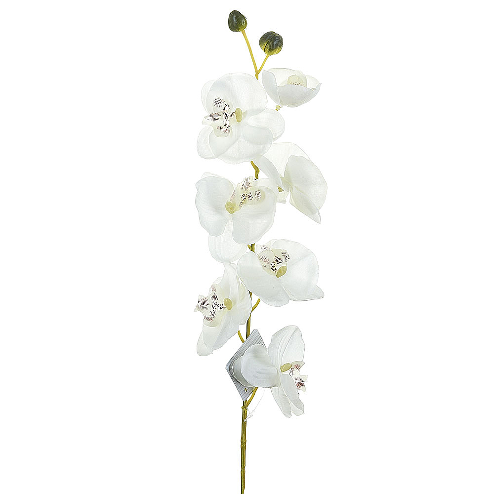 Цветок искусственный (на ножке) "Белая орхидея" h=66см. (min36) (транспортная упаковка)