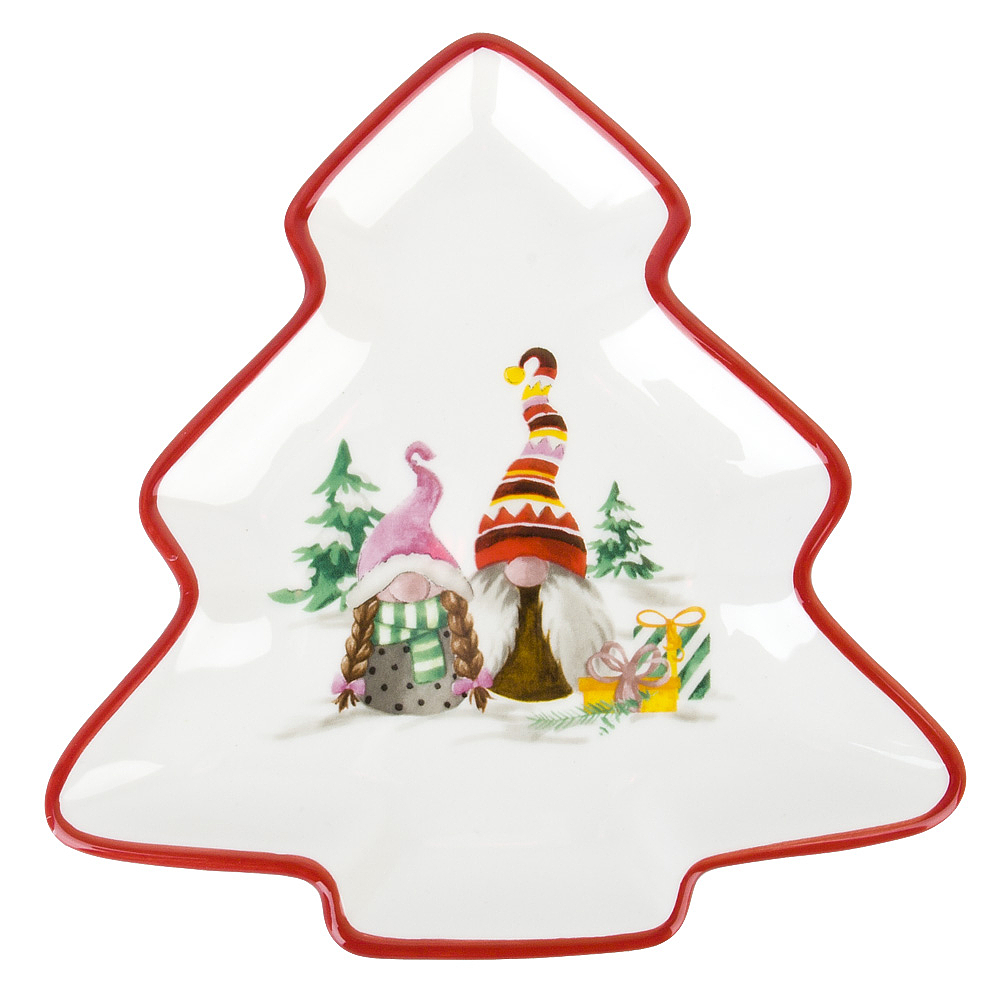 Блюдо "Рождественские гномы" 21х20см (керамика) (подарочная упаковка)