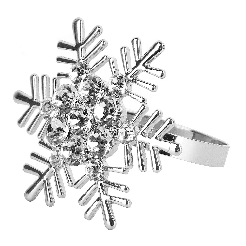 Кольцо для салфеток "Серебряная снежинка" 5*4.5*5см (min12) (упаковочный пакет)