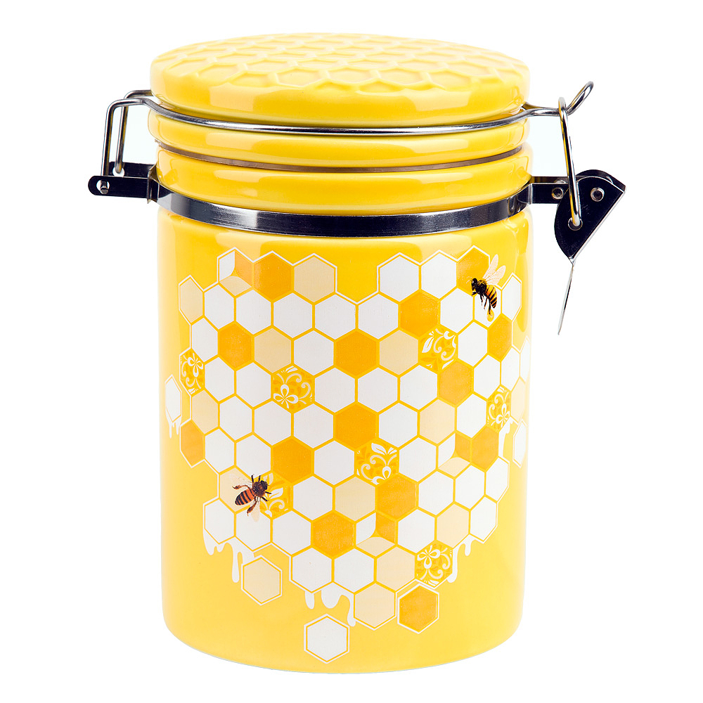 Банка для сыпучих продуктов (клипс) "Honey" 15*10*16,5см. v=800мл. (подарочная упаковка)